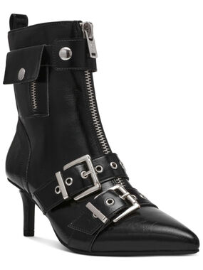 Wild Pair Women's Size 7 Black Moonbeam Buckle, Zip & Snap Booties NIB
